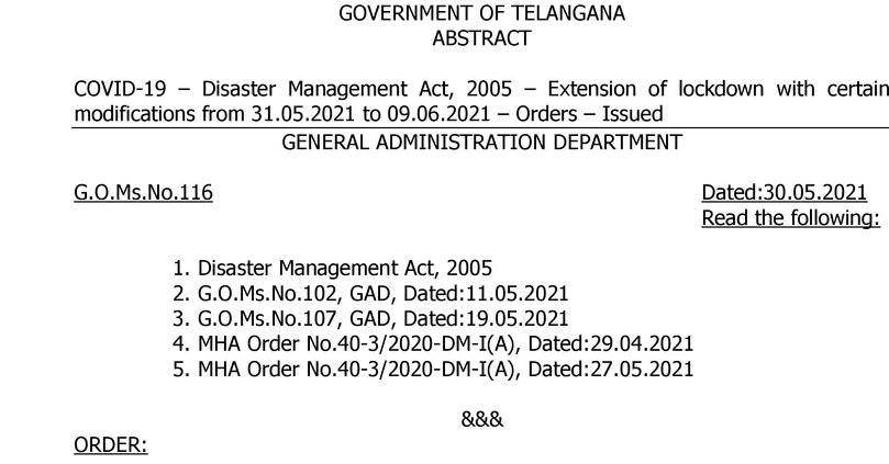 Telangana Lockdown Guidelines PDF